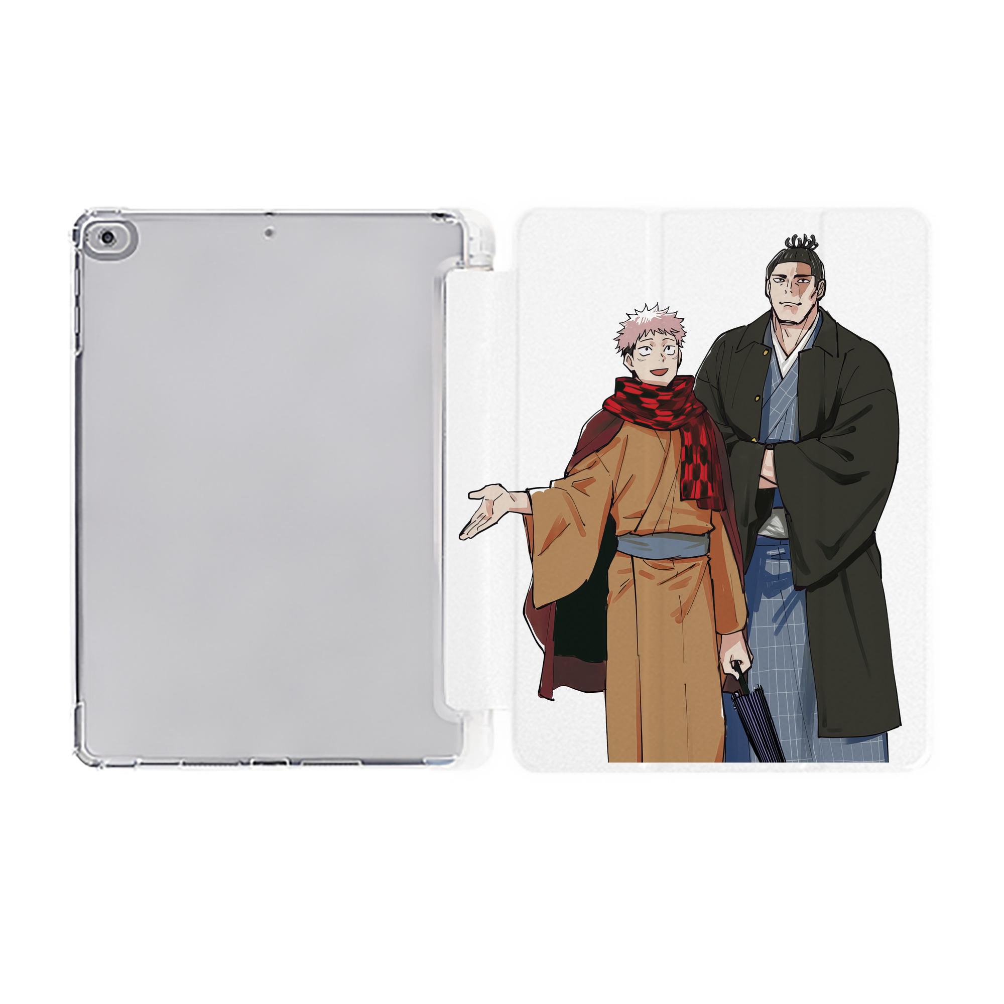 （画像用） 呪術廻戦 Jujutsu Kaisen IPad ケース ペン収納付き 三つ折りスタンド PUレザー×シリコン 対応機種9.5/10.5/10.9インチ